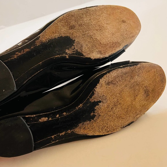 Salvatore Feragamo Varina Patent Leather Ballet Flat Shoes Size 10 Black - Picture 7 of 9